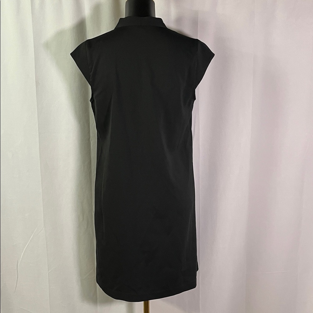 Ann Taylor Factory Black Split V-Neck Cap Sleeve Shift Dress - Picture 3 of 16